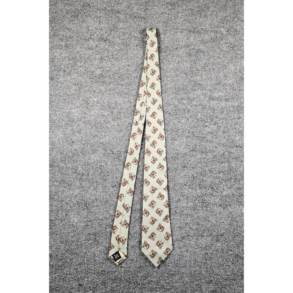 Polo Ralph Lauren Men's Equestrian Linen Tie Mint Green Horse Print Italy